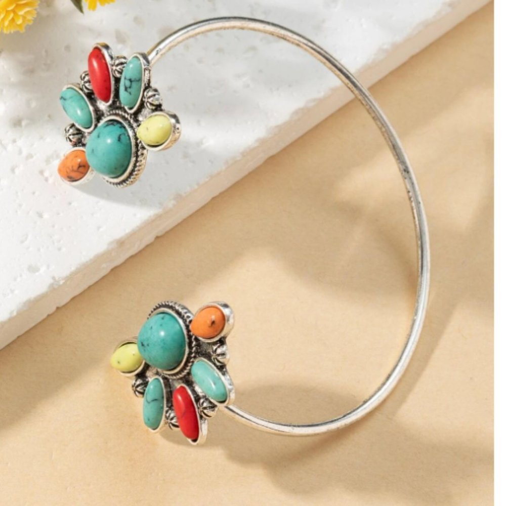 Vintage Style Multicolor Cuff Bangle